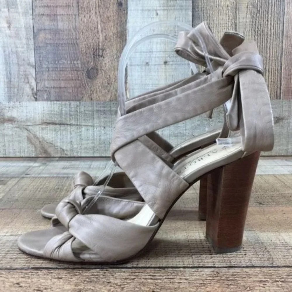 Talbots Tan Leather Strappy Ankle Wrap High Heels Pumps Womens 8B Wrap‎ Knot